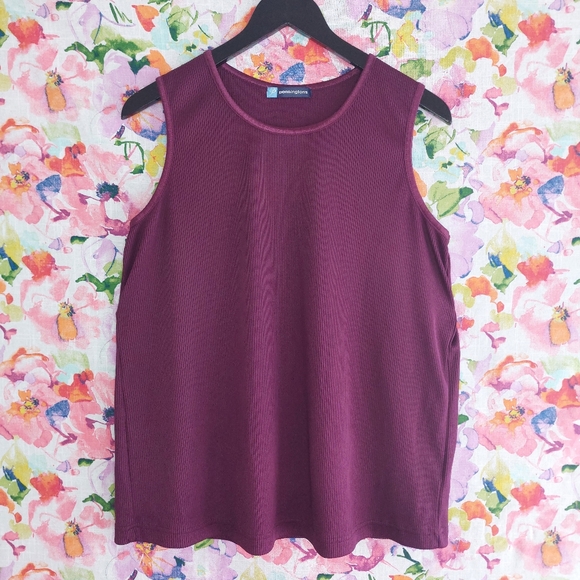 Penningtons Tops - Pennington's Maroon Wine Ribbed Knit Tank Top - 1X